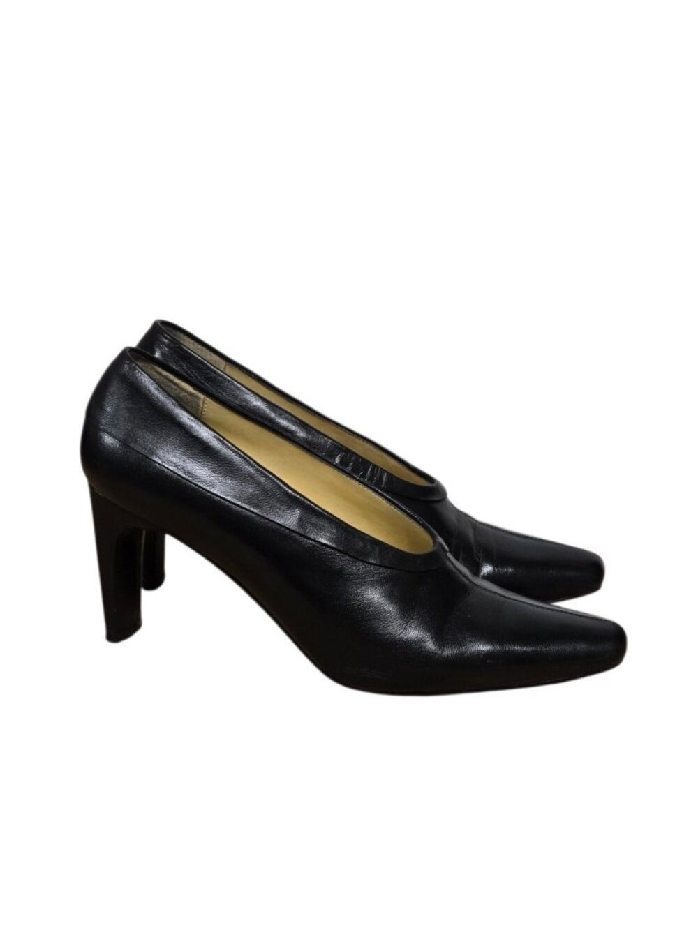 Bellini Cassie Leather Pumps Heels Womens 9M Black Classic Minimalist 90s
